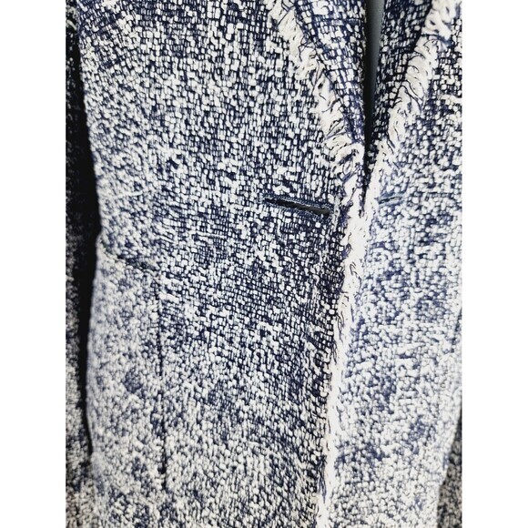 Talbot's Cotton Blend Tweed‎ Blaze 14 Large Blue Navy White Tweed Open Front - Picture 10 of 10